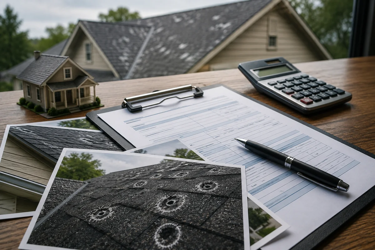 Homeowner reviewing insurance policy for roof damage coverage in Texas