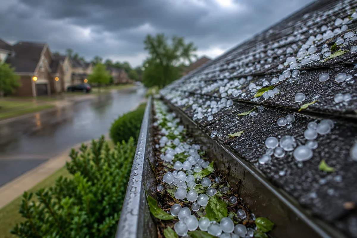 DFW homeowner documenting roof damage after a hail storm